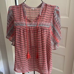 Lucky Brand Coral Sheer Top